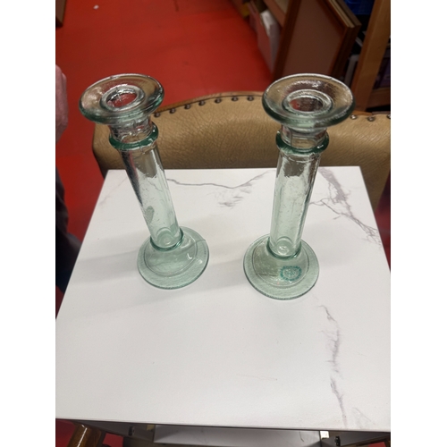 21 - 2 Glass Candlestick Holders