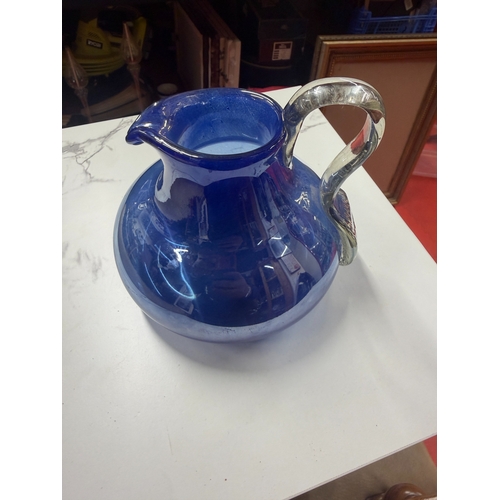 32 - Hand Blown Cobalt Blue Glass Pitcher