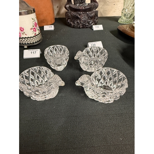 70 - 4 Glass Chicken Egg Holders