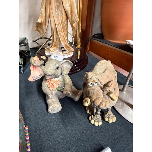 74 - 2 Porcelain Elephant Figures