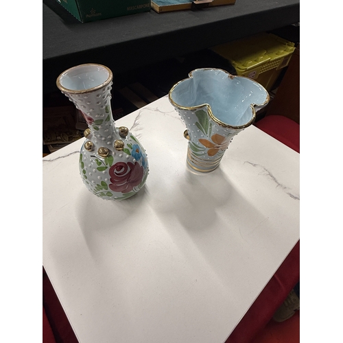 77 - 2X Hand Painted Ceramic Vases