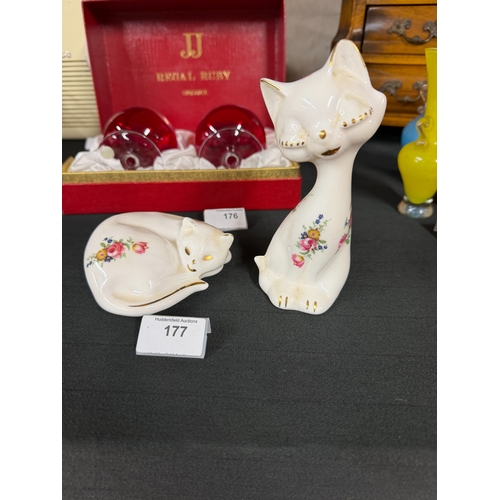 94 - 2 Porcelain Cat Figures