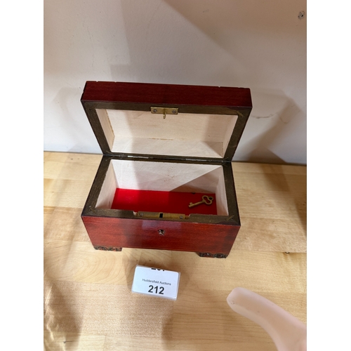 117 - Wooden Tea Caddy Box With Key