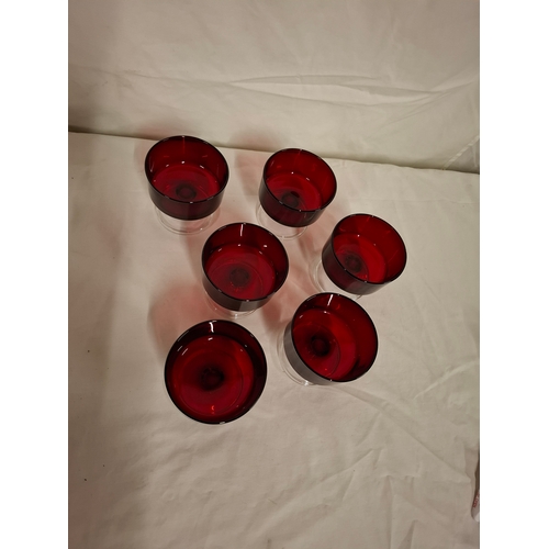 121 - Red Ruby Sherbert Glass Dessert Dishes X 6