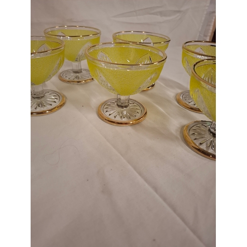 122 - Vintage Yellow Sugar Frosted Glass Dessert Bowls x 6