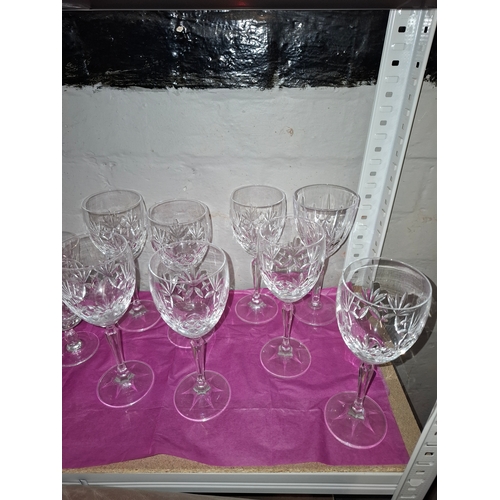 55 - Job Lot of Crystal Cut Glasses, Candle Holders, Vases & A Bowl