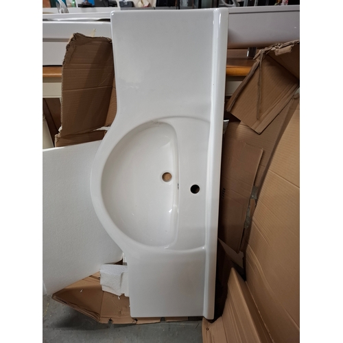 12 - Job Lot Bathroom Sinks, Consisting of Alone Basin,  Vanity Top With Sink to the Right, Finally A Cen... 