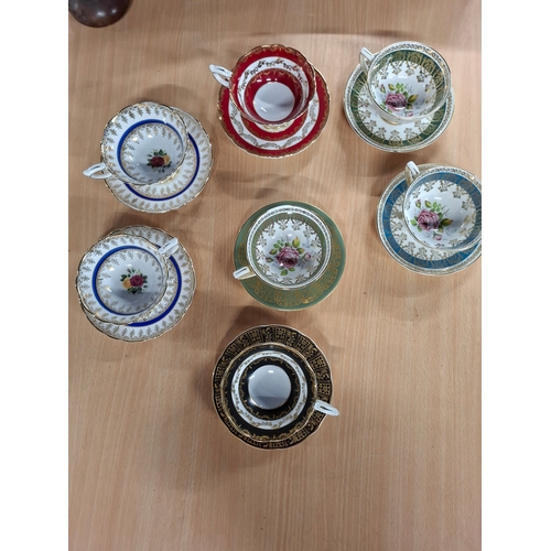 142 - 7 x Royal Stafford Bone China Teacup & Saucer Collection