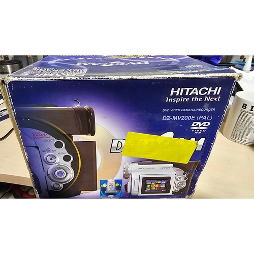 143 - Hitachi DZ-MV200E DVD Video Camera Recorder, good condition, inc charger, remote control, all leads ... 