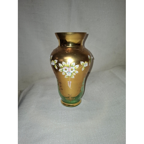 63 - Beautiful Bohemian Flower Glass Vase 