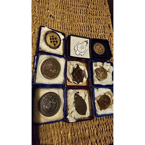 188 - Job Lot (9) of Winners Coins, Pendants and badgesStamped 1956, 1957 and 1958Croydon Swimming, Water ... 