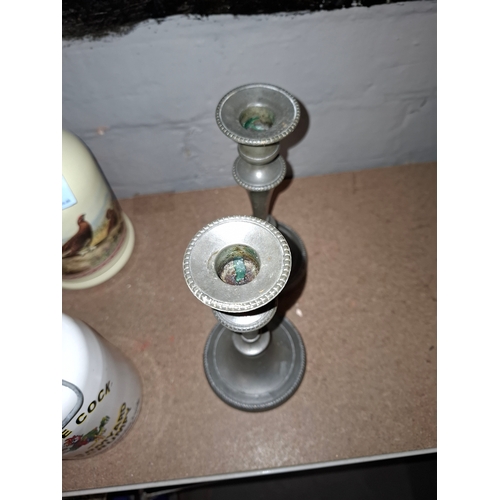 2 - Pair Of Pewter Candlestick Holders