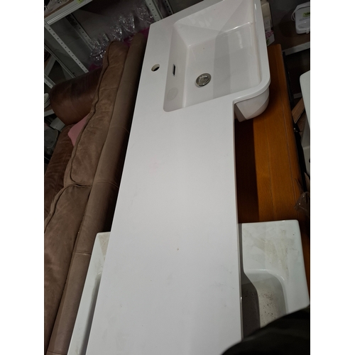 230 - Job Lot Bathroom Sinks, Consisting of Alone Basin, Vanity Top With Sink to the Right, Finally A Cent... 