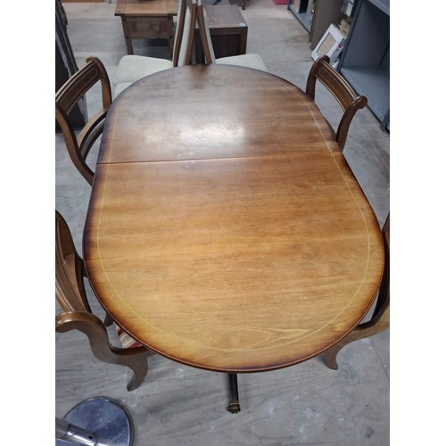 231 - Large Extendable (Insert Piece included) Wooden Dining Table, on Wheels, With 4 Fabric Seated Chairs... 