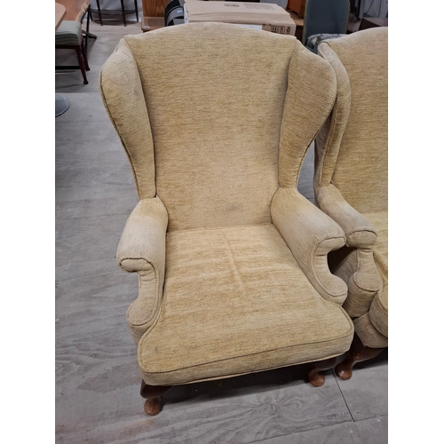 238 - Pair of Beige Wing Back Arm Chairs