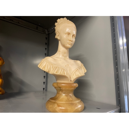 245 - Vintage Victorian Style Bust Of Young Lady On A Marble Plinth. Signature on the back: A. Giannelli. ... 