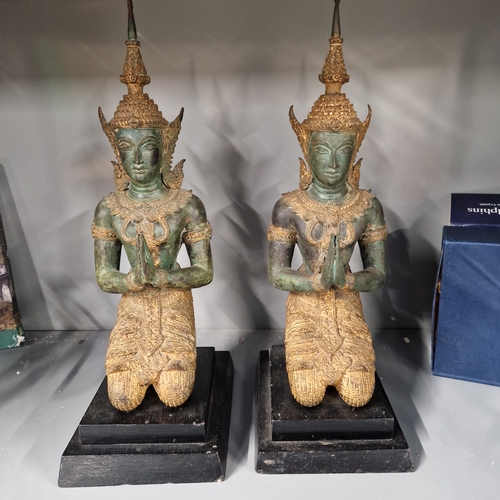 311 - Pair Of Amazing Bronze Theppanom mythological Thai angels- ( Believed To Be Antique ) It is often fo... 