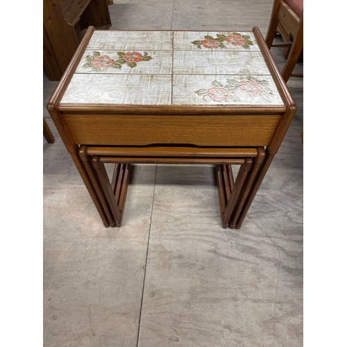 85 - Beautiful Vintage G Plan Teak Nest of 3 Tables. Main Table Is Tiled Top With Drawer. Believed To Be ... 