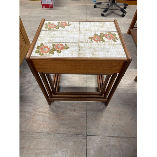 85 - Beautiful Vintage G Plan Teak Nest of 3 Tables. Main Table Is Tiled Top With Drawer. Believed To Be ... 