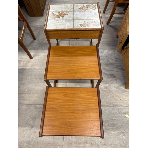 85 - Beautiful Vintage G Plan Teak Nest of 3 Tables. Main Table Is Tiled Top With Drawer. Believed To Be ... 