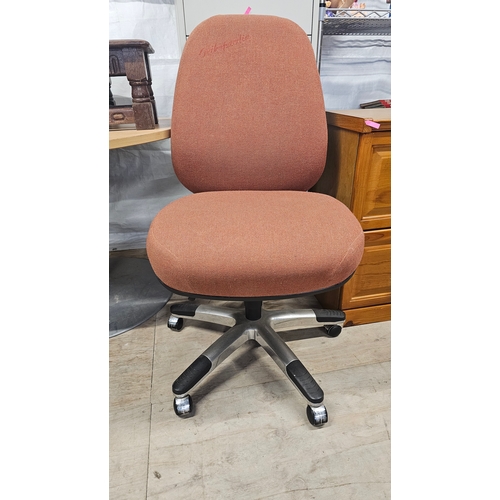 109 - Orthopaedia Very Soft Chair on Wheels, office chair style in Excellent Condition, Light Terricotta i... 