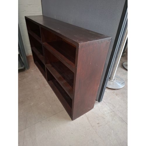 118 - Large Heavy Dark Wood Bookshelf, Solid & Sturdy