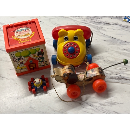 75 - Collection Of Vintage Toys - Megcos Telephone Toy - Kiddicraft Spider Push Along Pull Back... 