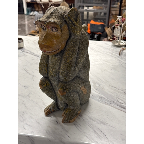 104 - A Beautiful Carved Wooden Monkey Decretive Piece. Believed To Be Part Of A Set Of The Hear No Evil S... 