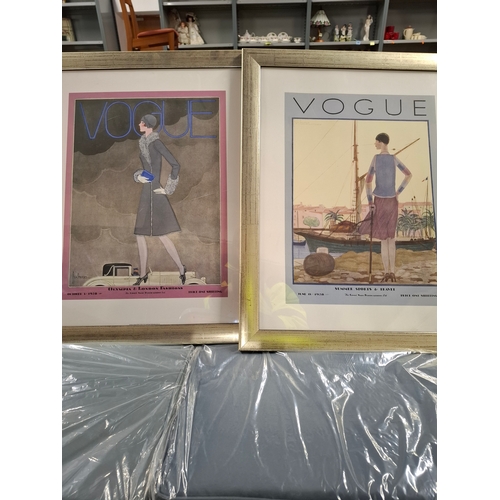 15 - 2 Lovely Artwork Prints, Both of 1928 Vogue Cover Magazine, In Matching Frames, one Titled Summer Sp... 