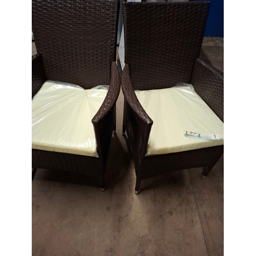 16 - New Outsunny Rattan Dining Chairs x 2 with Seat Cushions, RRP £110.00 For 2,