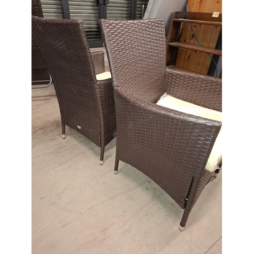 16 - New Outsunny Rattan Dining Chairs x 2 with Seat Cushions, RRP £110.00 For 2,