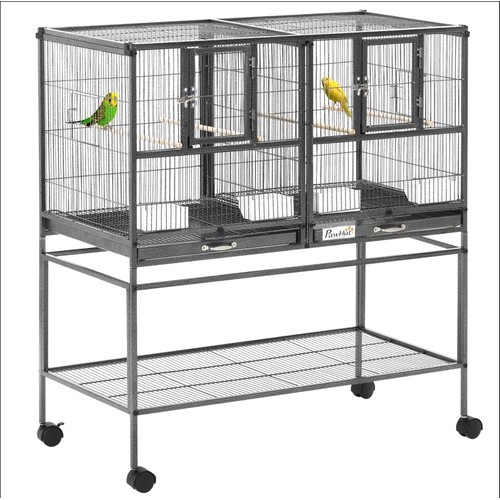 19 - New Pawhut Double Birdcage on Wheels, RRP £80