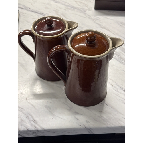 58 - Vintage Denby Homestead Brown Coffee/Tea Pots Both With Lids Also With 2 Smaller Denby Tea Pots, A M... 