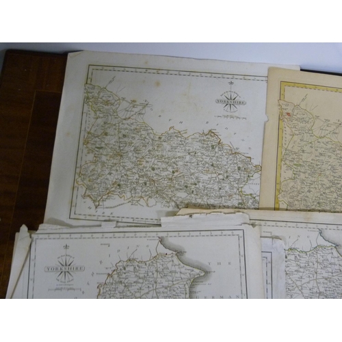 103 - CARY J.  23 loose eng. maps of Yorkshire & its Ridings, mainly hand coloured in outline.... 