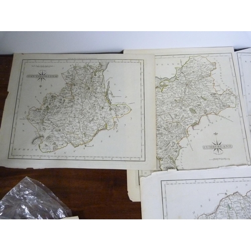 104 - CARY J.  11 loose eng. maps of Cumberland & Westmorland, mainly hand coloured in outline.... 