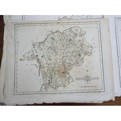 104 - CARY J.  11 loose eng. maps of Cumberland & Westmorland, mainly hand coloured in outline.... 