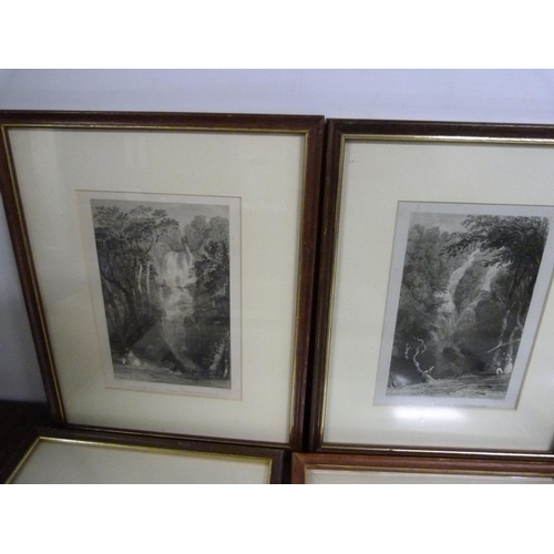 105 - Cumberland & Westmorland - Waterfalls. 12 framed antique engs.