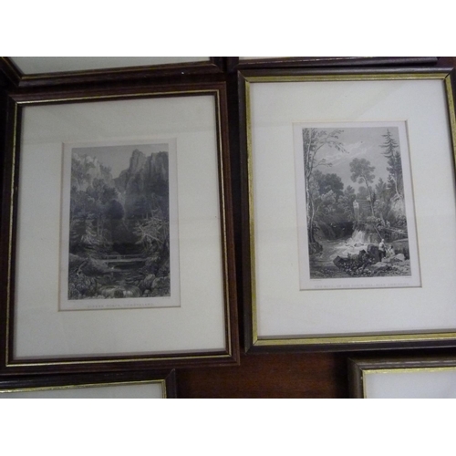 105 - Cumberland & Westmorland - Waterfalls. 12 framed antique engs.