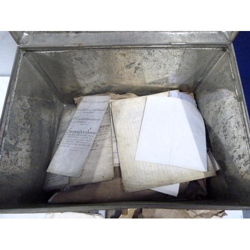 107 - Documents & Ephemera - Cheshire - Macclesfield. Large tin deed box containing a quantity of docu... 