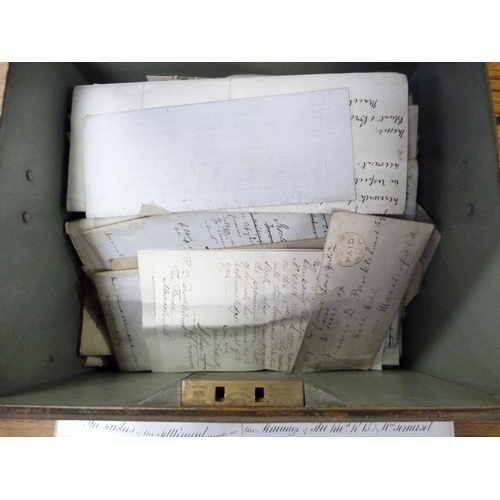 113 - Documents & Ephemera - Cheshire - Macclesfield. Brown tin deed box containing various receipts, ... 