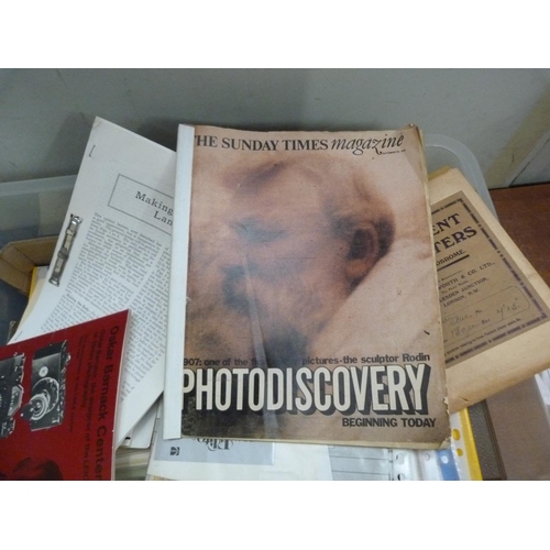 177 - Photography.  A carton of softback publications, ephemera, research material in ring binders, e... 