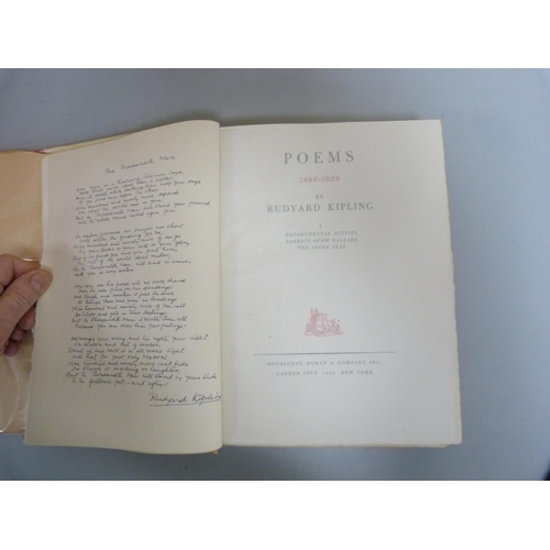 204 - KIPLING RUDYARD.  Poems, 1886-1929. 3 vols. Ltd. ed. 537, this one unnumbered, unsigned & largel... 