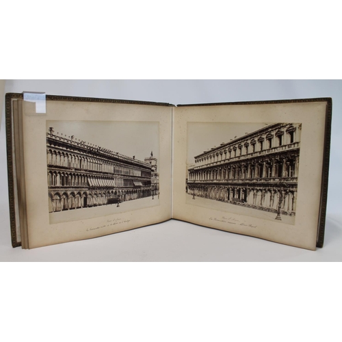 209 - PHOTOGRAPHS. 19th century large folio photograph album in black gilt morocco leather depicting views... 