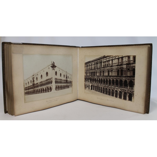 209 - PHOTOGRAPHS. 19th century large folio photograph album in black gilt morocco leather depicting views... 