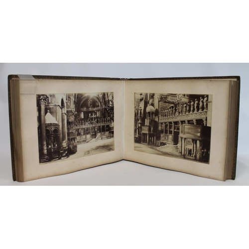 209 - PHOTOGRAPHS. 19th century large folio photograph album in black gilt morocco leather depicting views... 