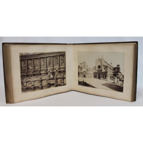 209 - PHOTOGRAPHS. 19th century large folio photograph album in black gilt morocco leather depicting views... 