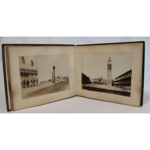 209 - PHOTOGRAPHS. 19th century large folio photograph album in black gilt morocco leather depicting views... 