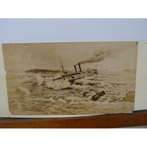 216 - PHOTOGRAPHS. Victorian monochrome photograph of the Penzance lifeboat rescuing the stricken ship Jeu... 