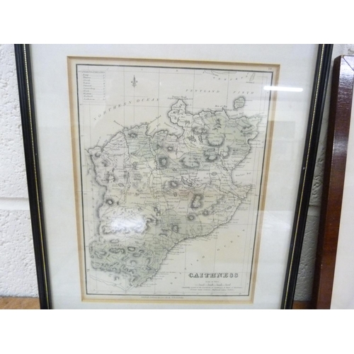 250 - <strong>BLACK A. & C.  </strong>Caithness. Framed eng. map with some colouring; also 3 other map...