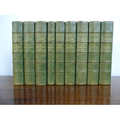 3 - <strong>MOTLEY J. L.</strong> The Works. 9 vols. Green half morocco. 1903....